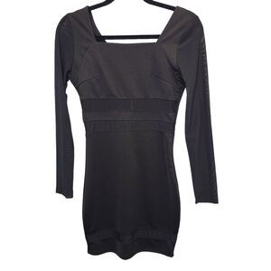Charlotte Russe Black Long Sleeve Bodycon Sheer Cutout Mini Dress M